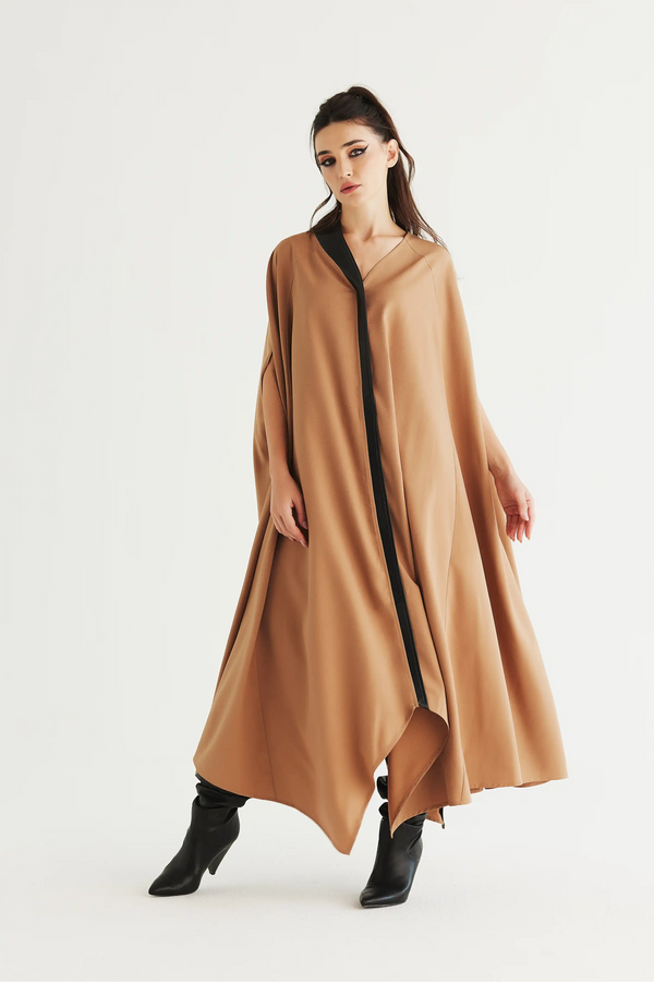 LEATHER PANELLED CAPE